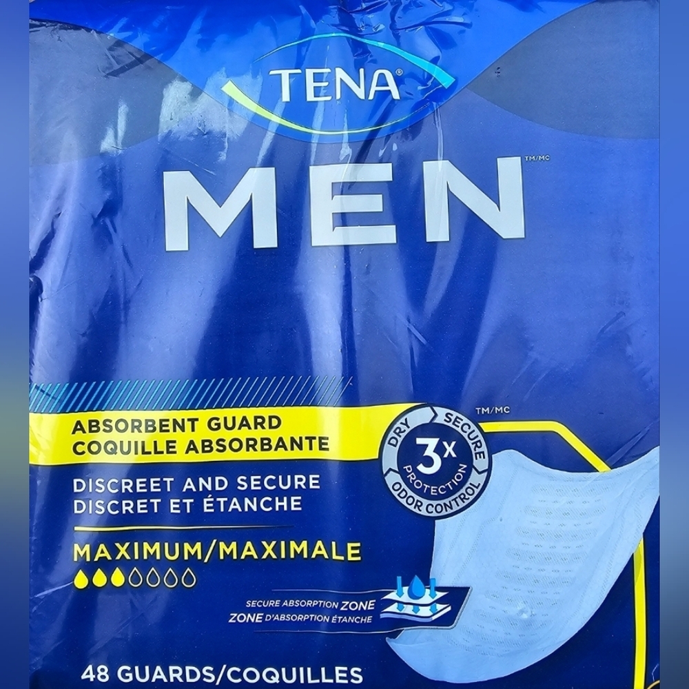Tena Men 48 Guards Brand New Incontinence Protection Maximum Absorbancy